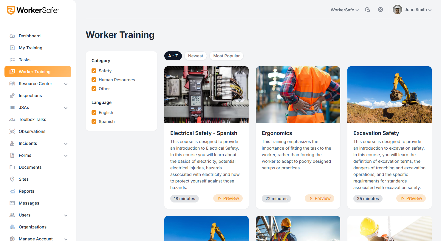 WorkerSafe training library